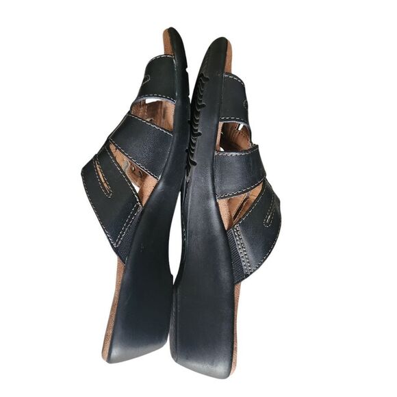 Thom McAn Wendi Comfortable Black Slip-on Sandals Leather Upper Size 7M - Picture 3 of 8